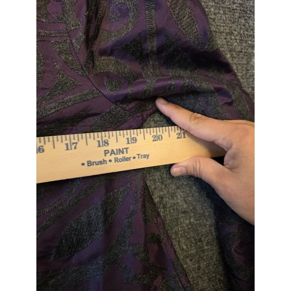 Kathleen Sommers Coat Womens Medium Purple‎ Paisley Single Button 3/4 Sleeve USA